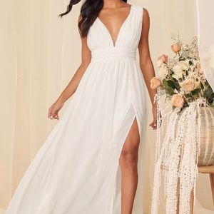 Lulus Heavenly Hues White Maxi Dress.  Perfect for bridal events.